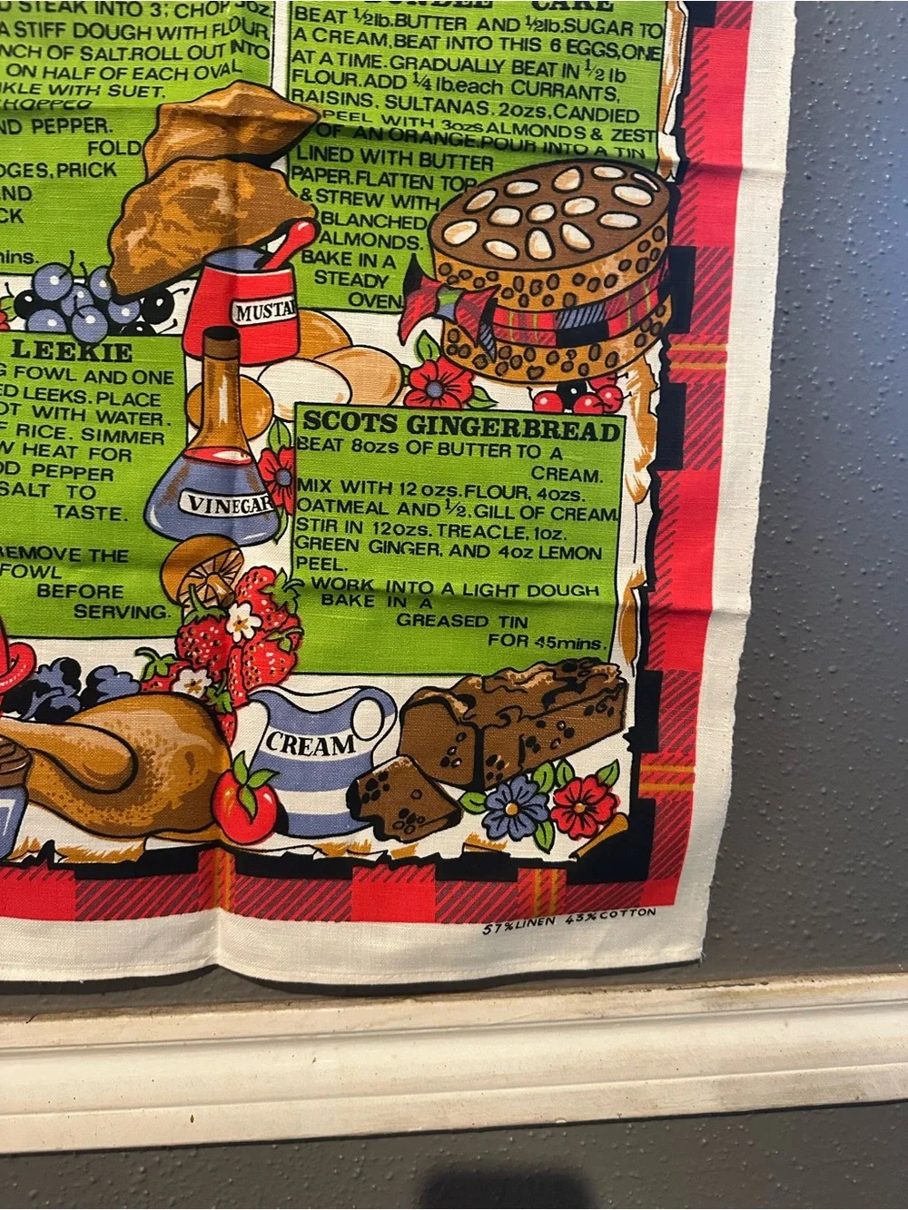 Vintage Traditional Recipes of Scotland Causeway Souvenir Linen Tea Towel